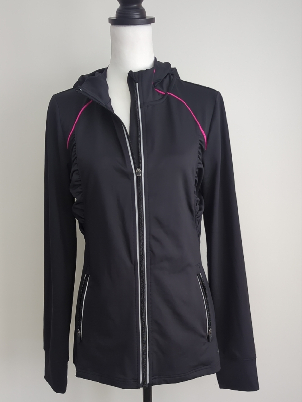 Ideology Black Workout Jacket with Pink Accents - Zipped Pockets All Around - Picture 6 of 8